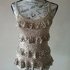 INC Intl Concepts Gold Sequined Tiered Camisole